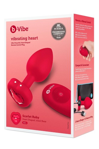 Korek Analny Vibrating Heart Shape Jewel Plug M/L Red b-Vibe